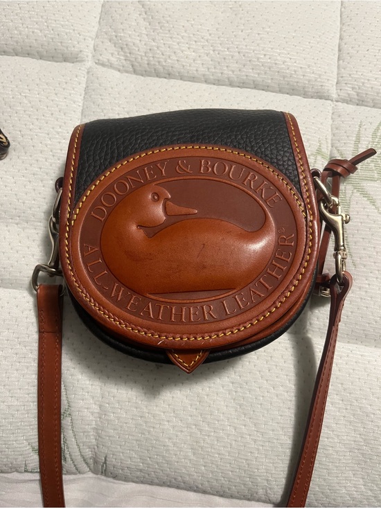 Dooney & Bourke Handbags - Dooney & Bourke Black and Brown Leather Duck Medallion Crossbody